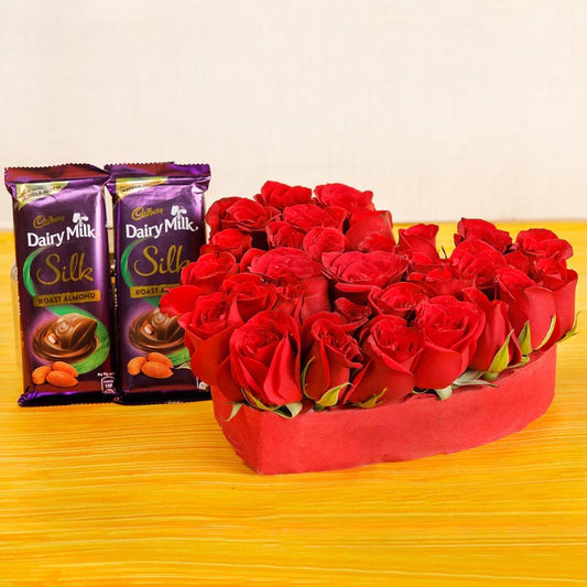 30 Red Roses And Silk Chocolates