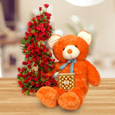 Rose Basket, Teddy & Chocolate