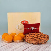 Almond with motichur laddo Rakhi Delight - YuvaFlowers