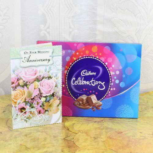 Anniversary Card for Cute Couple With Cadbury Celebration Box - YuvaFlowers