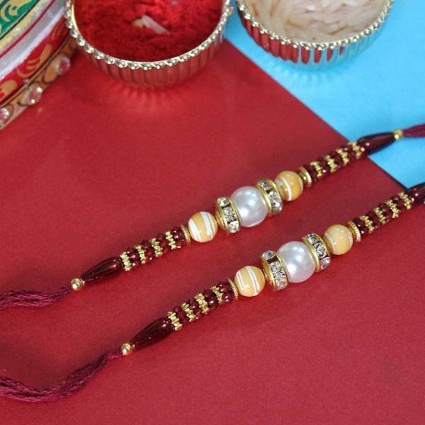 Attractive Beaded Rakhi Pair - YuvaFlowers