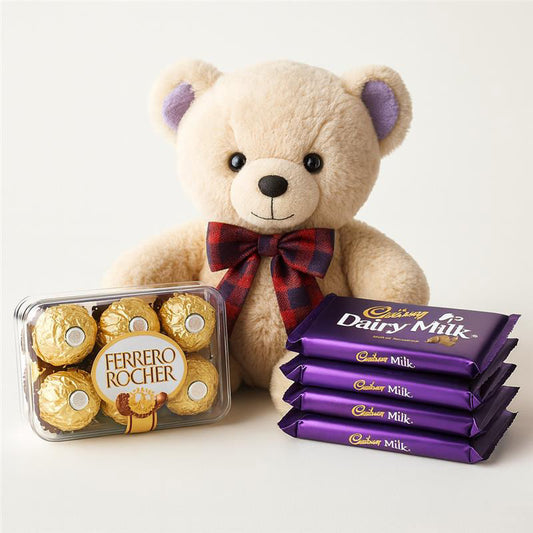 ATTRACTIVE TEDDY ROCHER WITH CHOCOLATES