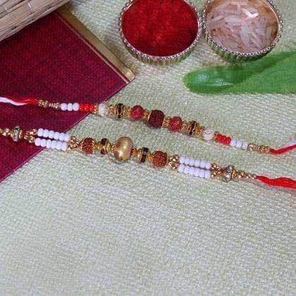 Beaded Rudraksha Rakhi - YuvaFlowers