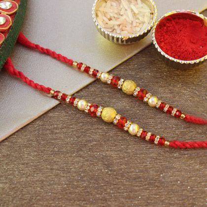 Beaded Stone Studded Pearl Rakhi - YuvaFlowers