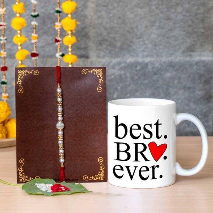 Best Brother Ever Mug with Single Rakhi - YuvaFlowers