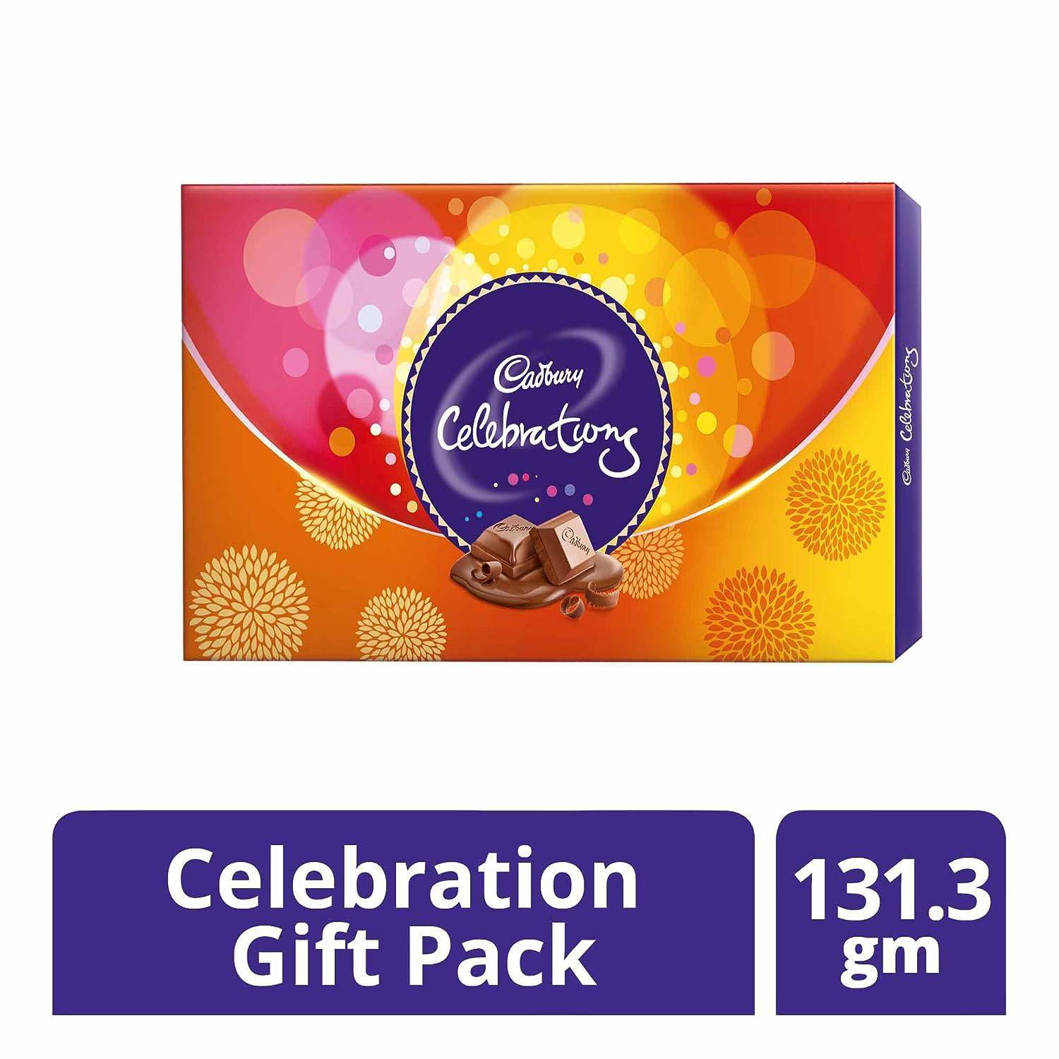 Bhai Dooj Gift Set for Brother with Cadbury Celebrations Chocolates & Dry Fruit Almonds 100g - Bhai Dooj Tika Diwali Gift Combo Pack Hamper Diwali Gifts for Family and Friends Employees Staff Clients - YuvaFlowers