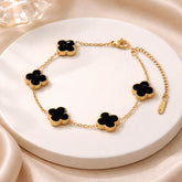 Black Floral Clover Bracelet