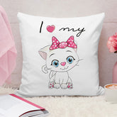 I Love my Kitty Cartoon Cat Cushion