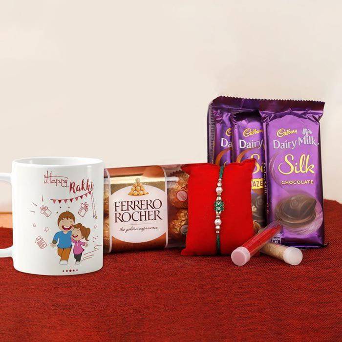 Chocolaty Rakhi Delight with mug - YuvaFlowers
