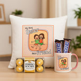 Cushion, Ferrero Rocher, Snickers with Mug for Sister