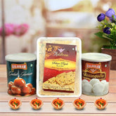 Diwali Sweets Hamper - Haldiram Rasgulla, Gulabjamun & Soan Papri - YuvaFlowers