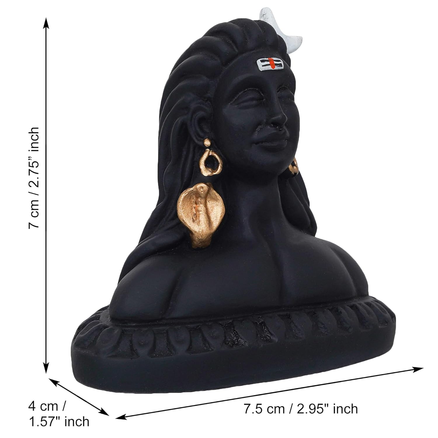 eCraftIndia Handcrafted Polyresin Black Adiyogi Lord Shiva Statue Murti for Car Dashboard Home, Pooja Room, Office Decor - YuvaFlowers