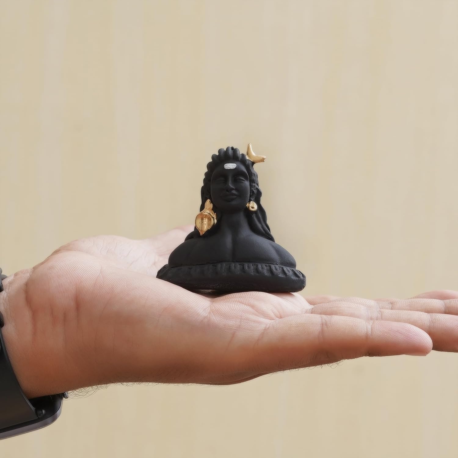 eCraftIndia Handcrafted Polyresin Black Adiyogi Lord Shiva Statue Murti for Car Dashboard Home, Pooja Room, Office Decor - YuvaFlowers