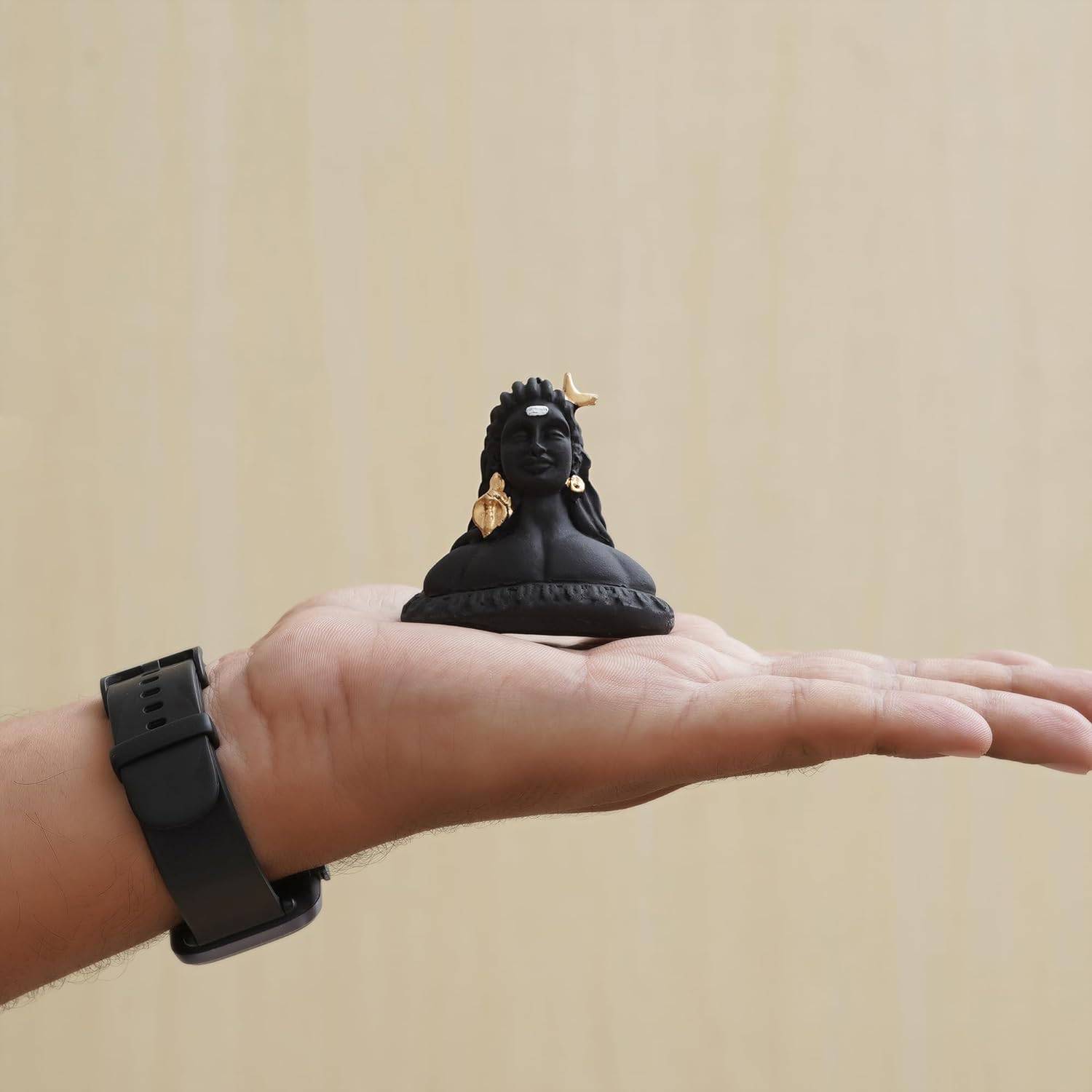 eCraftIndia Handcrafted Polyresin Black Adiyogi Lord Shiva Statue Murti for Car Dashboard Home, Pooja Room, Office Decor - YuvaFlowers