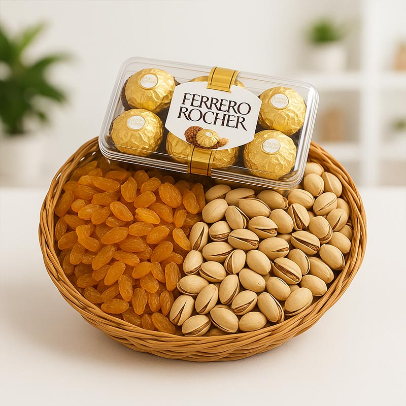 FERRERO ROCHER AND DRY FRUITS BASKET