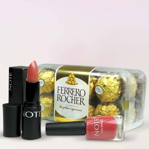 FERRERO ROCHER & COSMETICS HAMPER - YuvaFlowers