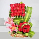 Grandeur Red Roses Arrangement - YuvaFlowers