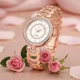 Rose Gold Crystal Bezel Quartz Women’s Watch