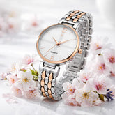 Rose Gold & Silver Quartz Women’s Bracelet Watch