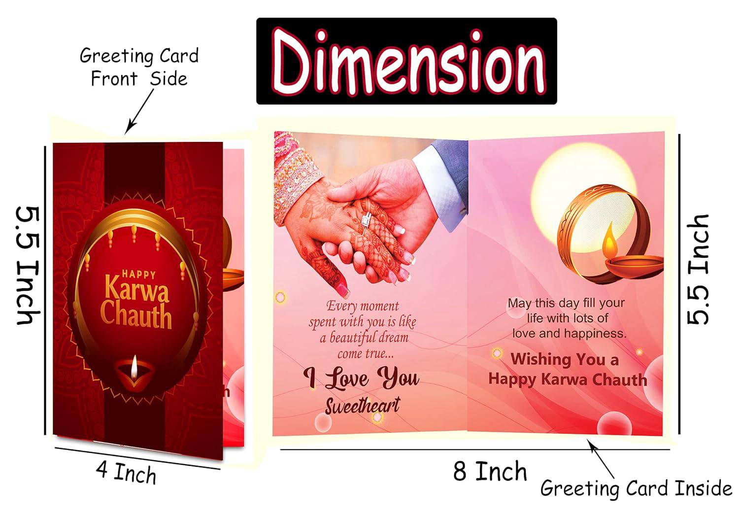 Karwa Chauth Complete 8 Pcs Set | Stainless Steel Thali |Lota | Calendar |Story Book | Channi | Roli Akshat | Greeting Card |Diya | Decorative Karwa Chauth Thali with All item - YuvaFlowers