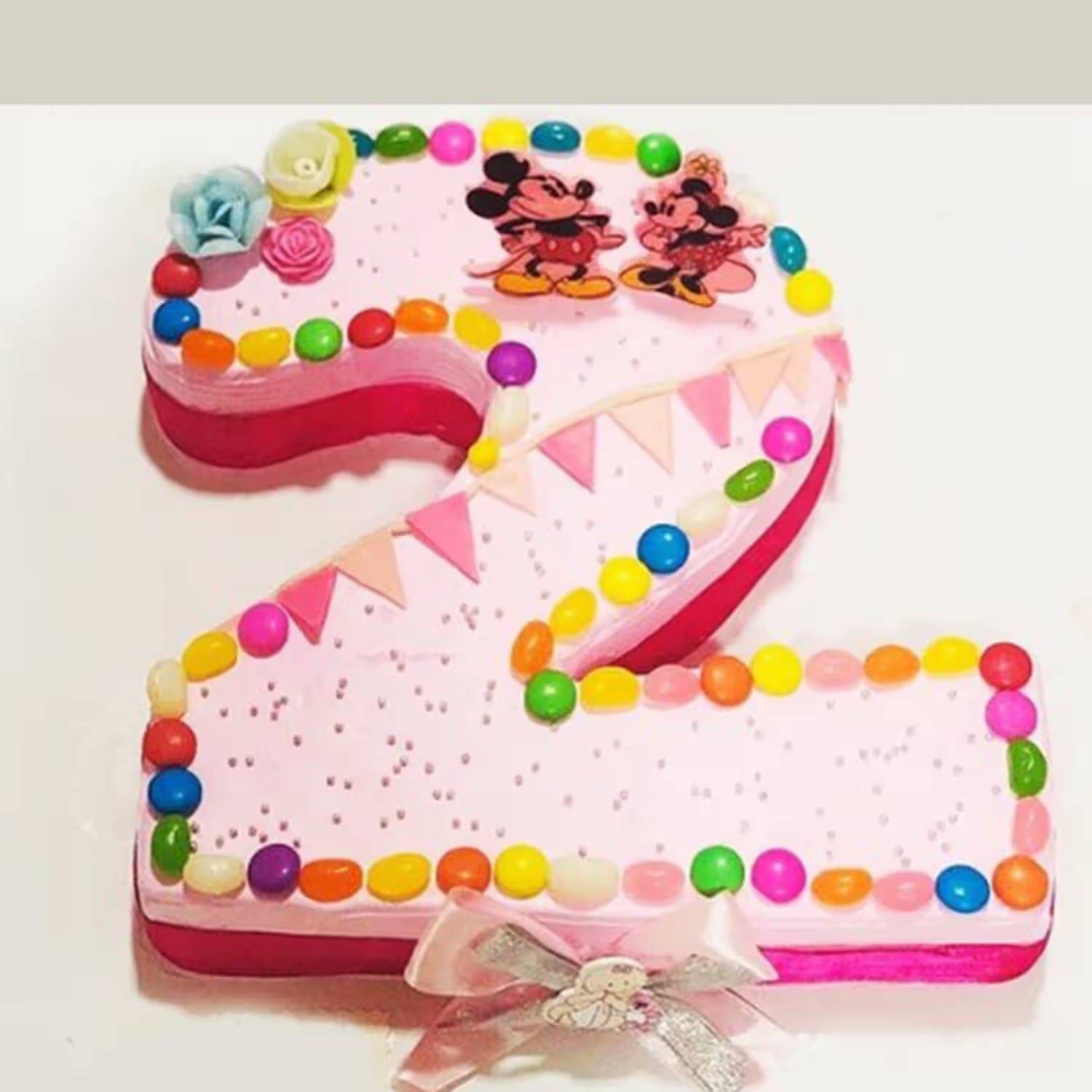 Mickey Minnie Second Number Birthday Cake - YuvaFlowers