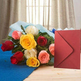 MIX ROSES N GREETING CARD - YuvaFlowers