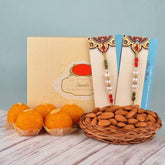 Motichur Laddoo with Almonds Rakhi Hamper - YuvaFlowers
