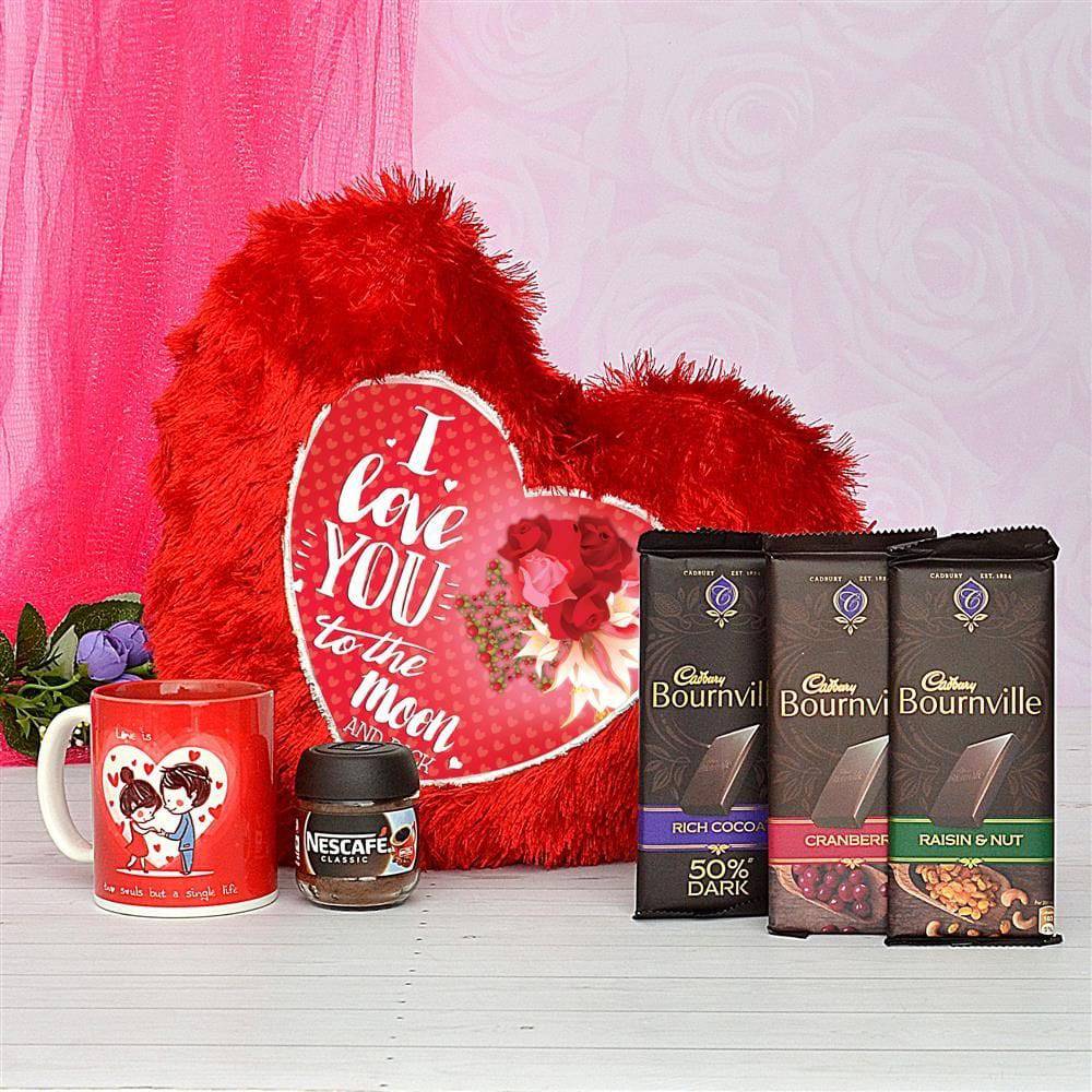 Pillow, Chocolates with Mug & Coffee - YuvaFlowers
