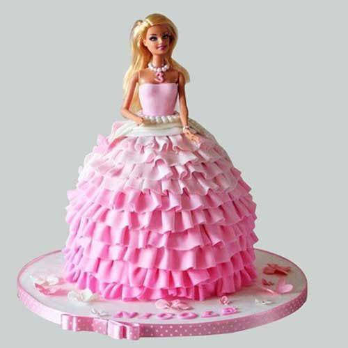 Pink Dress Barbie Cake - YuvaFlowers
