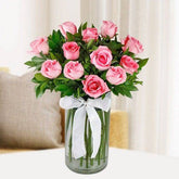 Pink Roses Vase - YuvaFlowers