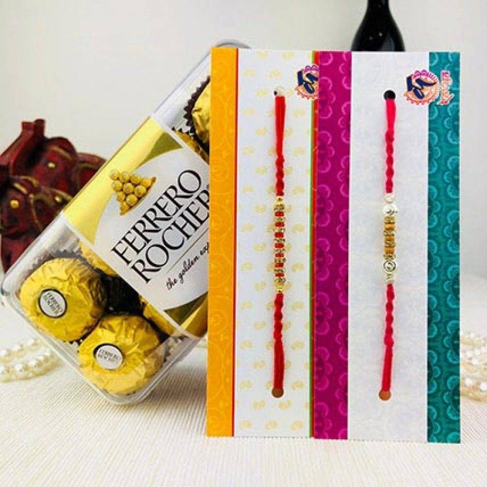 Rakhi set with Farrero Rochar - YuvaFlowers