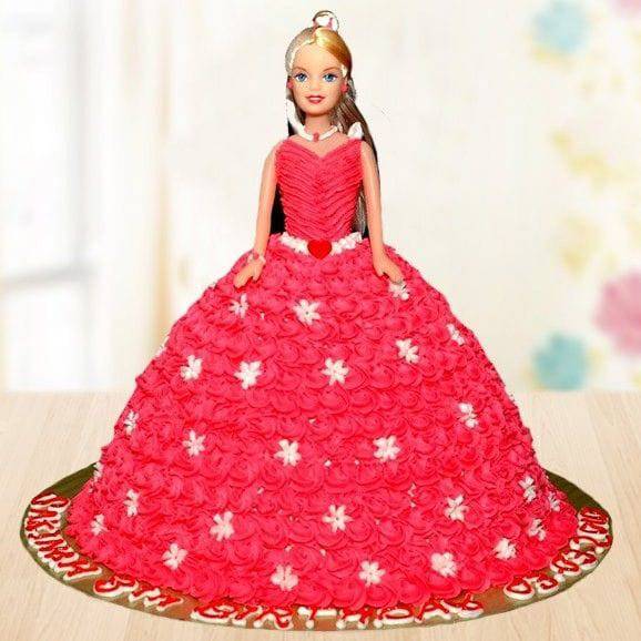 red barbie dress Red Barbie Cake – YuvaFlowers