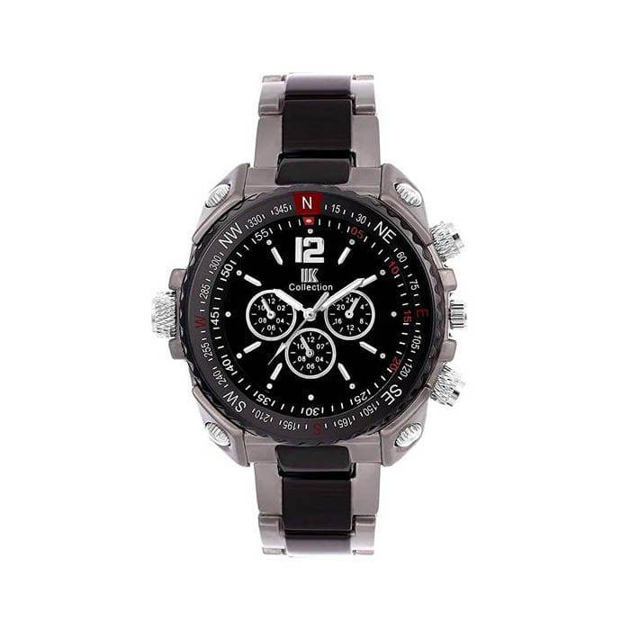 Round Studded Dial Metalic Bracelet Chain Strap Analogue Wrist Watch for Men and Boys