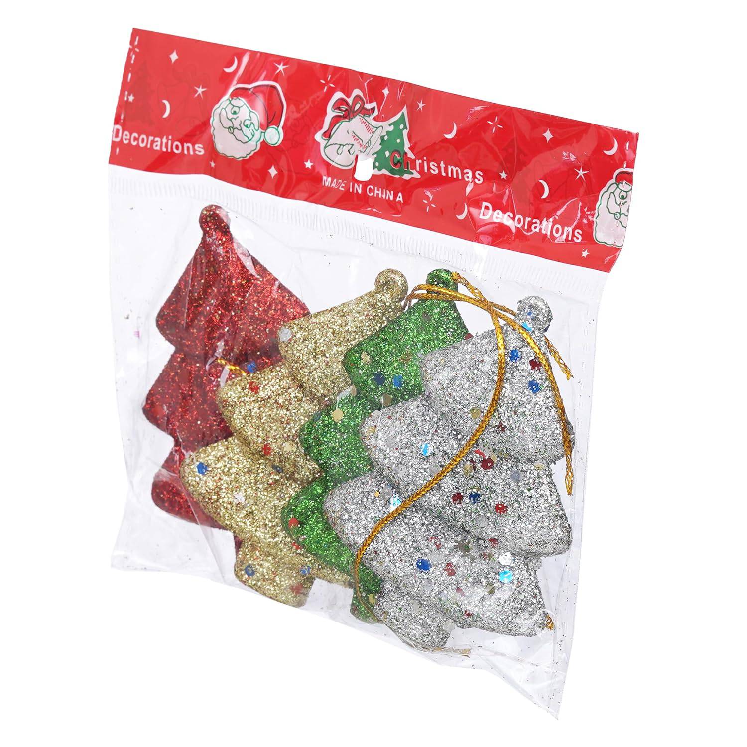 Set of 4 Sparkly Christmas Trees for Decor (Red, Green, Gold, Silver) - YuvaFlowers