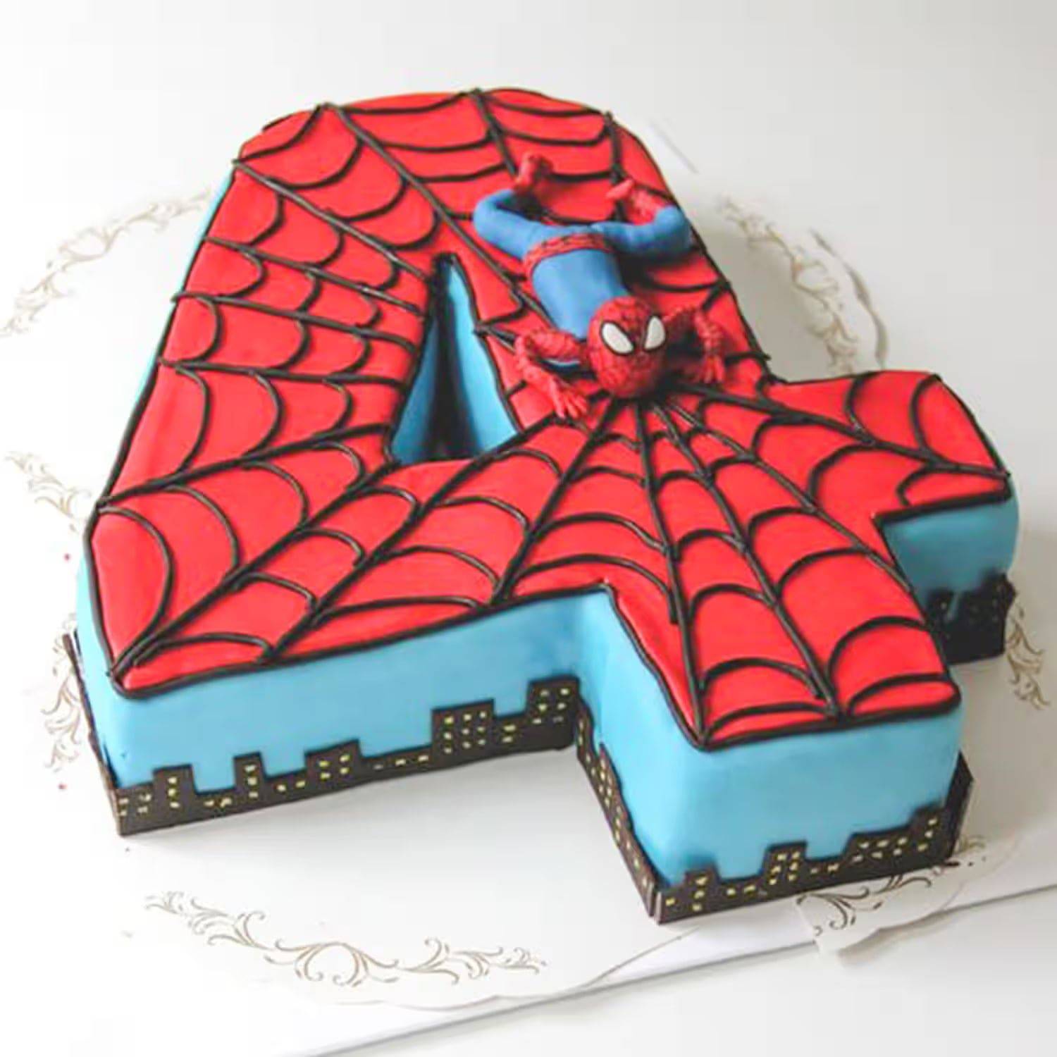 Spiderman 4 Number Cake - YuvaFlowers