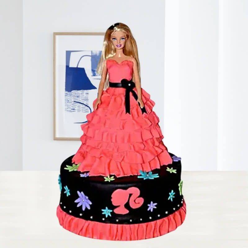 Spunky Dress Barbie Cake - YuvaFlowers