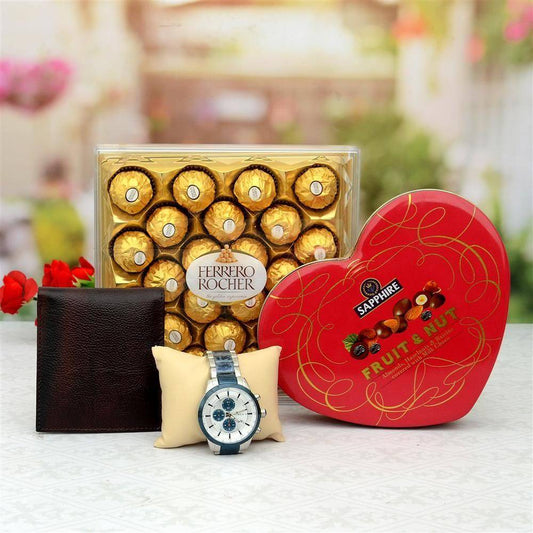 Timex Watch with Chocolate Hamper - YuvaFlowers