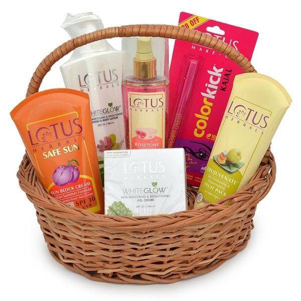 Wonderful Basket Of Lotus Goodies - YuvaFlowers