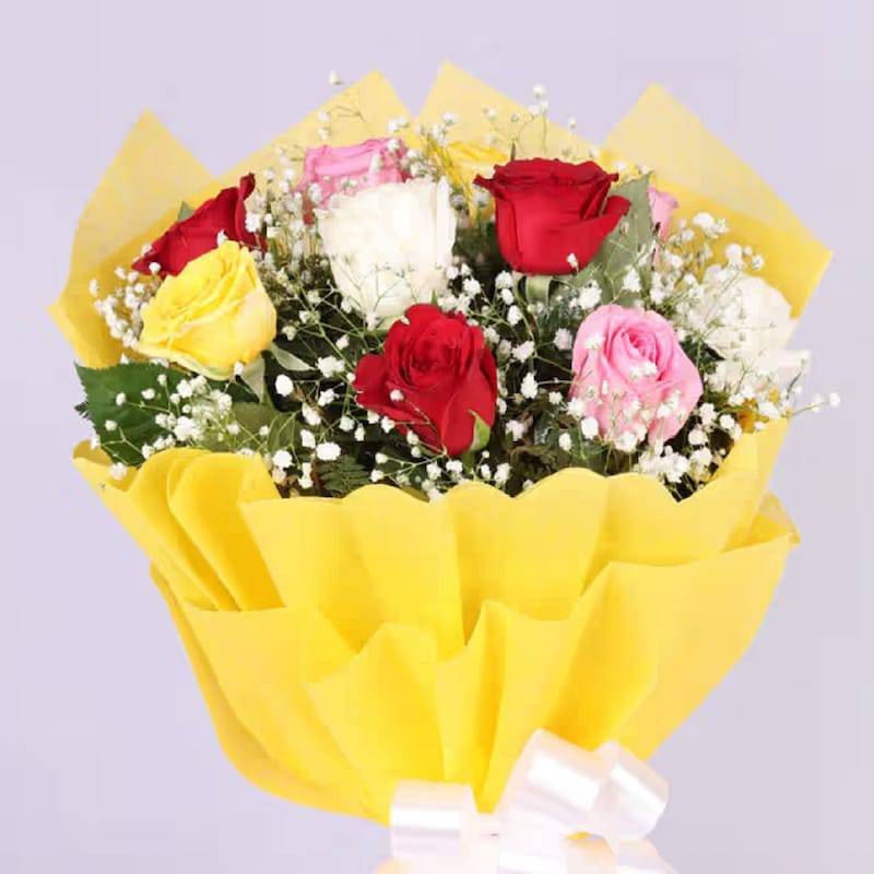 10 Mix Roses Bouquet - YuvaFlowers