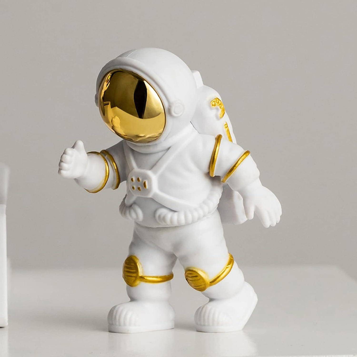 3pcs Astronaut Figurine Home Decor Astronaut Statue Study Office Desk Decor Showpiece Gift Decoration Accessories Outer Space PVC Sculpture (Golden) - YuvaFlowers