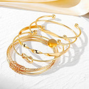 5 Latest Stylish Multilayer Gold Plated Bangle Bracelet for Women and Girls