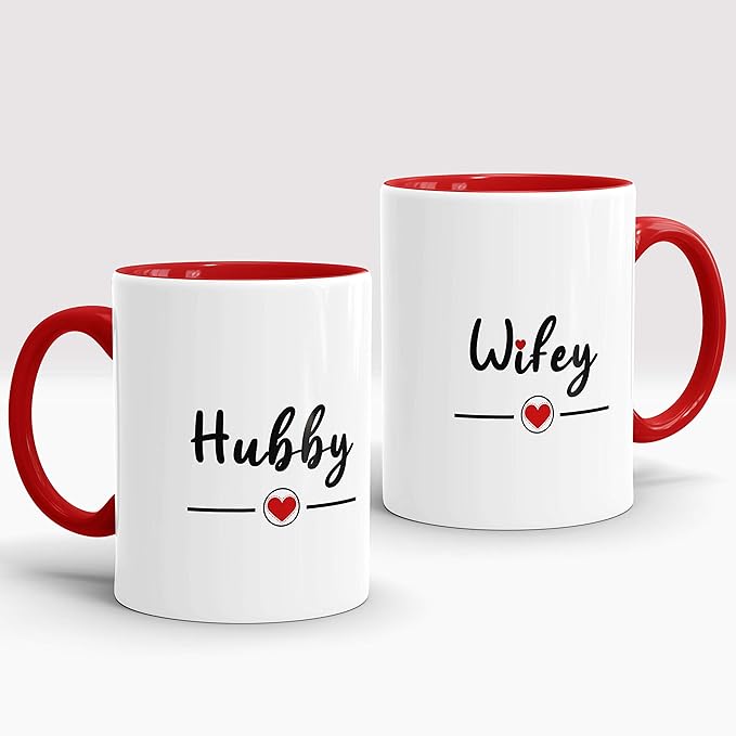 Ceramic Hubby Wifey Coffee Mug - YuvaFlowers