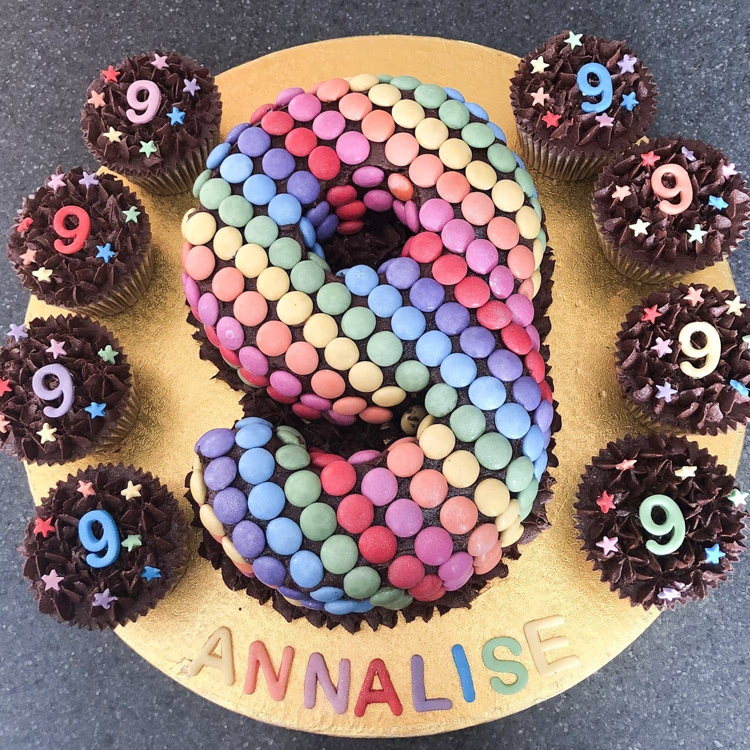 9 Number Chocolate Gem Cake - YuvaFlowers