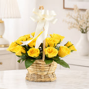 Adorable Yellow Roses in a Basket