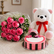 Amazing Roses and Teddy Bear Combo