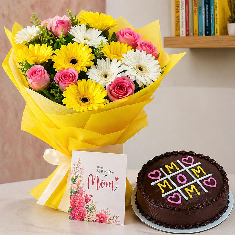 Assorted Flower With Cake