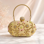 Aurora Bloom Gold Embellished Evening Clutch