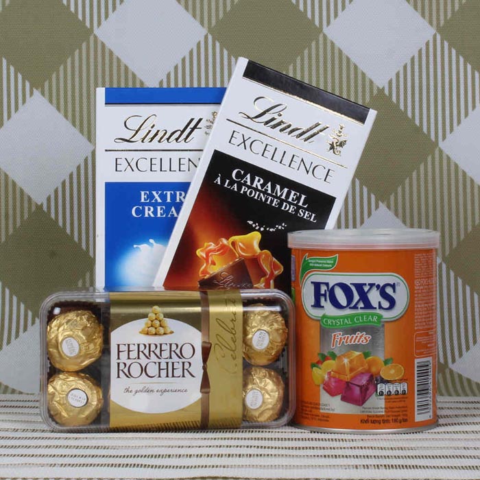 Lindt Excellence Gift Hamper With Fox's Candy - YuvaFlowers