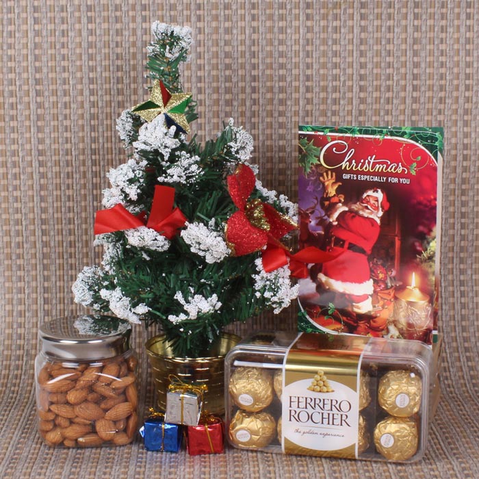 Christmas Hamper With Chocolate And Almond - YuvaFlowers