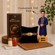 Cadbury Bournville Chocolate with Designer Om Rakhi & Best Bhai Standee Gift Combo